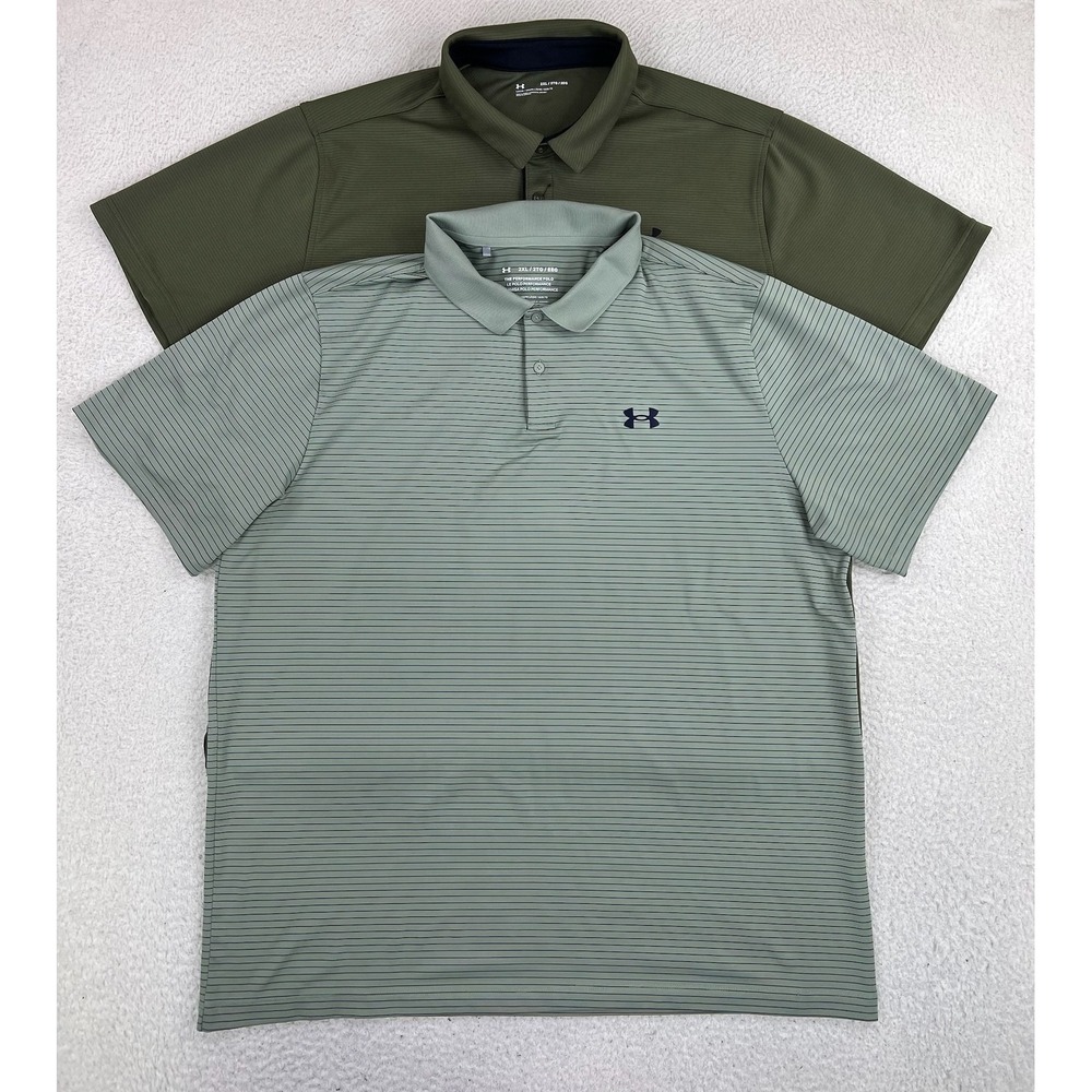 Under Armour Polo Shirts LOT OF 2 Men's 2XL Green Loose Fit Golf Performance